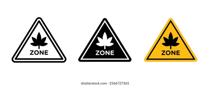 Cannabis zone traffic signs vector collection pack