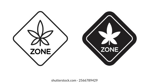 Cannabis zone traffic signs vector illustration pack