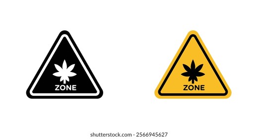 Cannabis zone traffic signs. vector signs set