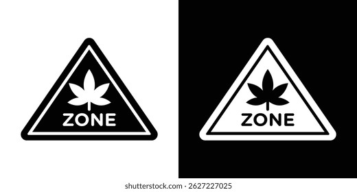 Vetor de sinais de trânsito de zona de cannabis, ilustração sólida, pictograma