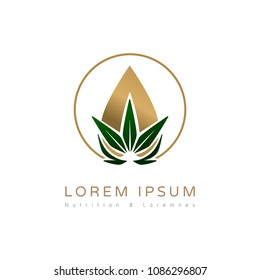 Cannabis/hemp Abstract Oil Drop Logo For Branding Identity. Vector Image