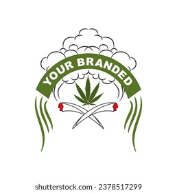 cannabis,smoke and measuring cup logo vector design