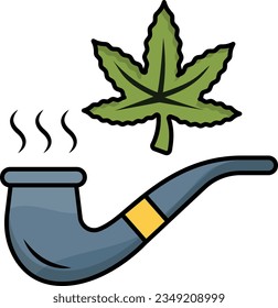 Cannagar concept, Hemp Cigar vector icon design, Cannabis and marijuana symbol, thc and cbd sign, recreational herbal drug stock illustration