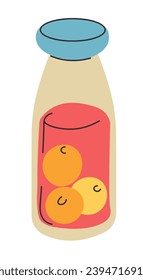 Canned apricot. Isolated fruit compote drink in glass jar. Healthier alternative to desserts or sweet topping. Farmer market product. Organic food for healthy nutrition. Vector in flat style