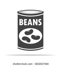 Vector de icono de frijol en lata aislado
