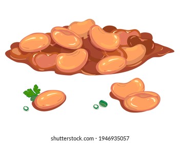 Canned beans in tomato sauce, isolated on a white background. Detailed vector illustration of a cooking ingredient.