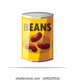 Canned Beans Vector Isolated Illustration