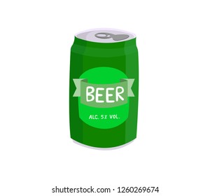 Canned beer isolated on white background. Green canned beer on white background. 