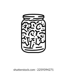 Canned broccoli color line icon. Healthy food. Vegetarian product