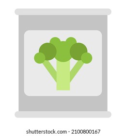 Canned Broccoli Flat Clipart Vector Illustration