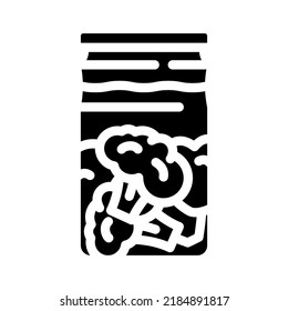 konservierte Brokkoli-Glyph-Symbol-Vektorgrafik. Broccoli-Zeichen in Dosen. einzelne Symbolillustration