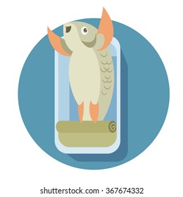 Canned cartoon fish