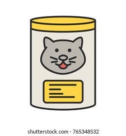 Canned cat food color icon. Isolated vector illustration