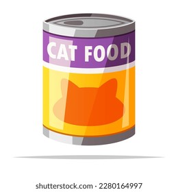 Canned cat food vector isolated illustration