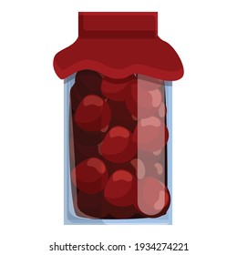 Icono de cerezas enlatadas. Caricatura de cerezas enlatadas icono vectorial para el diseño web aislado en fondo blanco