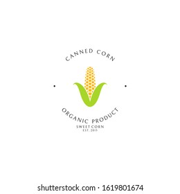 Canned corn. Logo template. Organic product