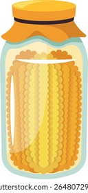 Canned corncobs in jar vector illustration