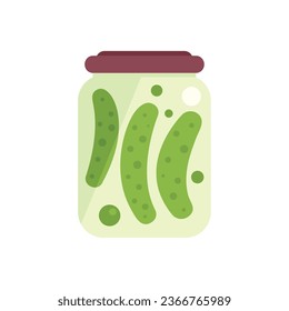 Canned cucumber icon flat vector. Food pickle. Can jar isolated