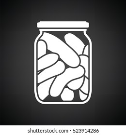Canned cucumbers icon. Black background with white. Vector illustration.