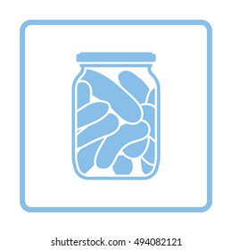 Canned cucumbers icon. Blue frame design. Vector illustration.