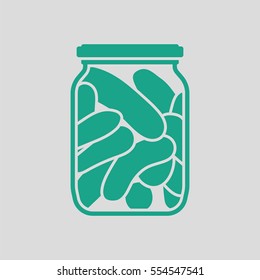Canned cucumbers icon. Gray background with green. Vector illustration.