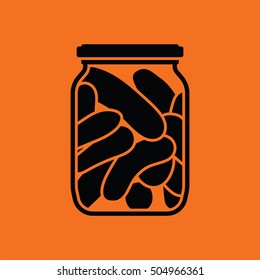 Canned cucumbers icon. Orange background with black. Vector illustration.