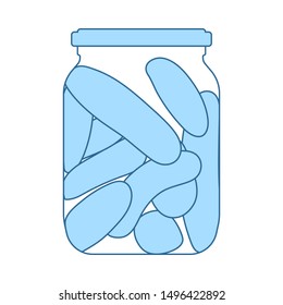 Canned Cucumbers Icon. Thin Line With Blue Fill Design. Vector Illustration.