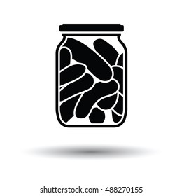 Canned cucumbers icon. White background with shadow design. Vector illustration.