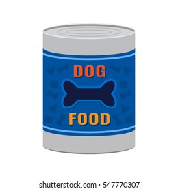 Canned dog food. flat vector illustration isolate on a white background
