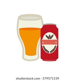 canned drink with glass cup of beer