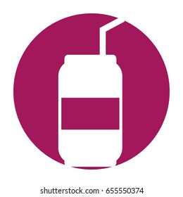 Canned drink with straw