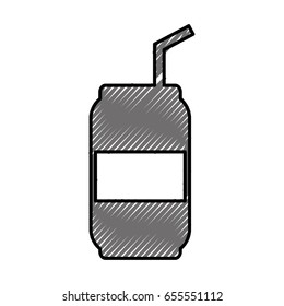 Canned drink with straw