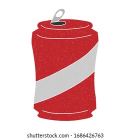 canned drink vector design. digital hand drawn style. grain texture