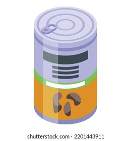 Canned feed cat icon. Isometric of canned feed cat vector icon for web design isolated on white background
