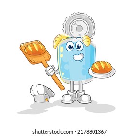 the canned fish baker with bread. cartoon mascot vector