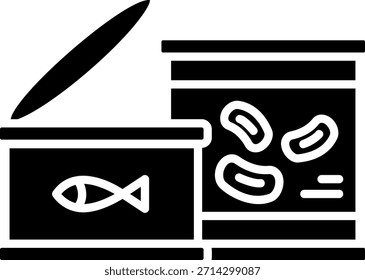 Icono de pescado y frijoles enlatados