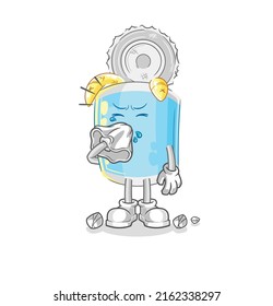 the canned fish blowing nose character. cartoon mascot vector