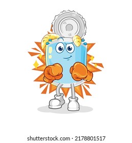 the canned fish boxer character. cartoon mascot vector