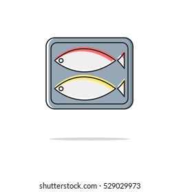 Canned fish color thin line icon.Vector illustration