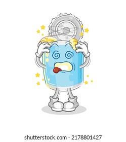 the canned fish dizzy head mascot. cartoon vector
