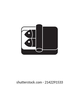 Canned fish, canned food icon in black flat glyph, filled style isolated on white background