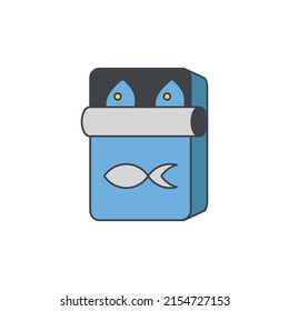Canned fish, canned food icon in color icon, isolated on white background 