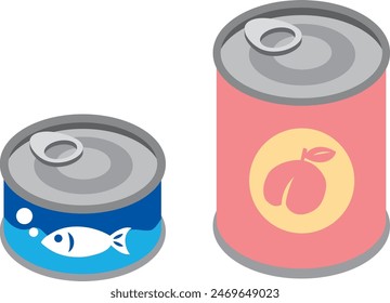 canned fish and fruit set