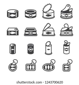 Canned fish icon set/Flat icon set design, Out line vector icon set for design.