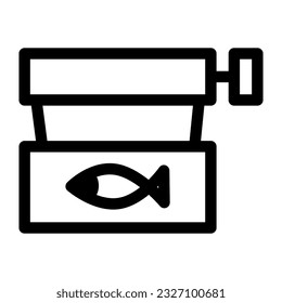 The canned fish icon typically features a fish symbol on the label, indicating the type of fish inside. This icon is commonly associated with canned tuna, sardines, salmon, or other types of seafood.