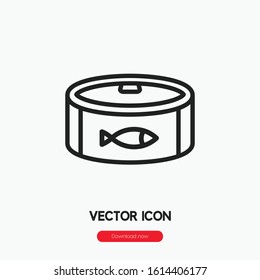 canned fish icon vector. Linear style sign for mobile concept and web design. canned fish symbol illustration. Pixel vector graphics - Vector.