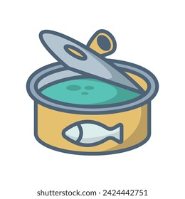 Icono de pez enlatado vector en diseño de moda