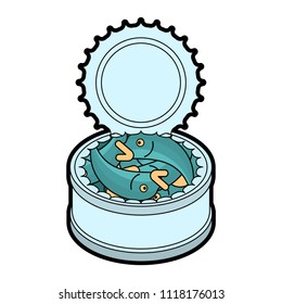 Canned fish isolated. Tin fish Vector illustration.