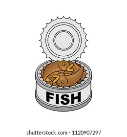 Canned fish isolated. Tin fish Vector illustration.
