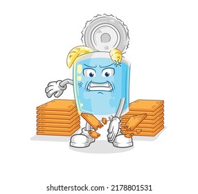 the canned fish karate mascot. cartoon vector